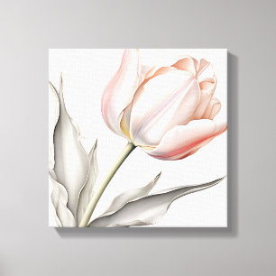 Lienzo Elegancia en Bloom: Tulipán rosa con hojas