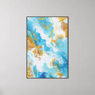 Lienzo Elegancia en espiral: abstracto azul y dorado