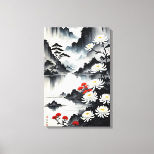 Lienzo Elegancia en flor: Armonía floral y paisajística