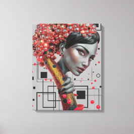 Lienzo Elegancia en líneas: Prof. lateral de una mujer en