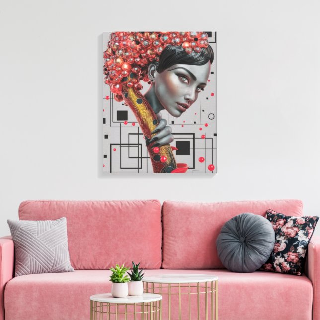 Lienzo Elegancia en líneas: Prof. lateral de una mujer en (Insitu (Sala de estar))