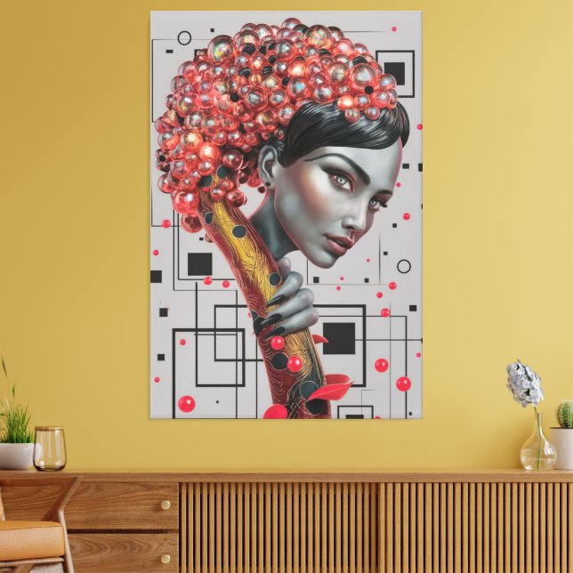 Lienzo Elegancia en líneas: Prof. lateral de una mujer en (Insitu (Sala de estar))