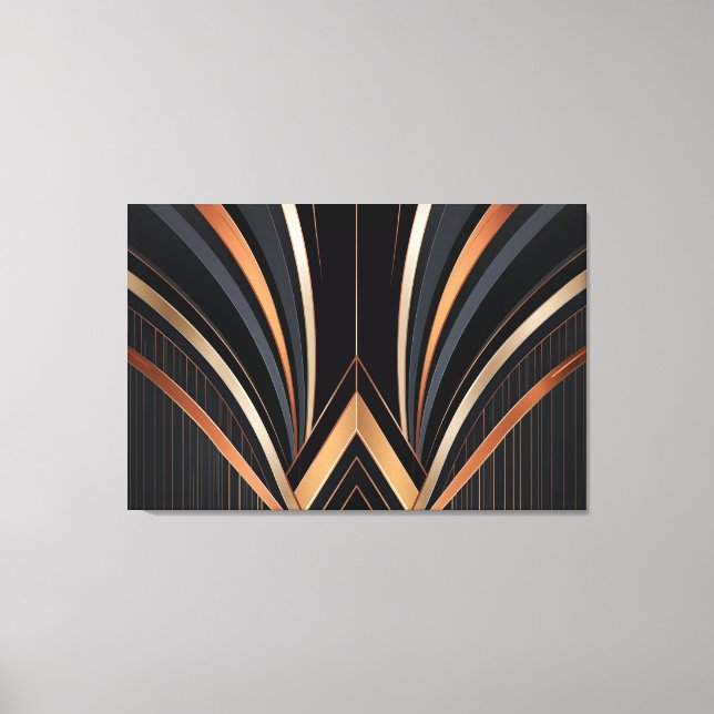 Lienzo Elegancia geométrica metálica Art Deco (Anverso)