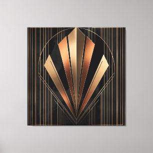 Lienzo Elegancia geométrica metálica Art Deco