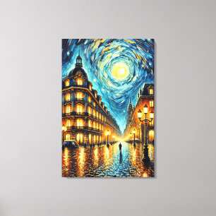 Lienzo Elegancia iluminada por luna - Paisaje urbano insp
