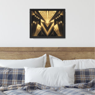 Lienzo Elegancia Moderna de Pan de Oro Neo Art Déco