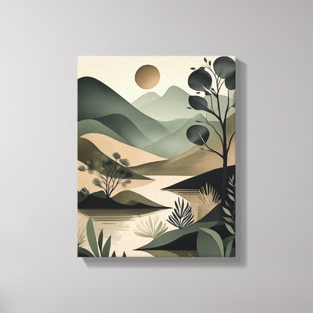 Lienzo Elegancia terrenal: sabio abstracto y negro (Anverso)