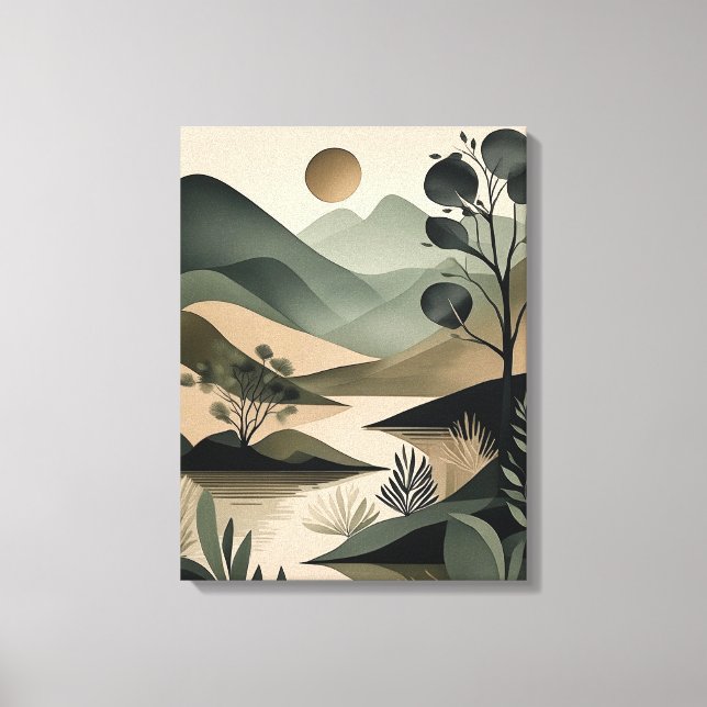 Lienzo Elegancia terrenal: sabio abstracto y negro (Anverso)