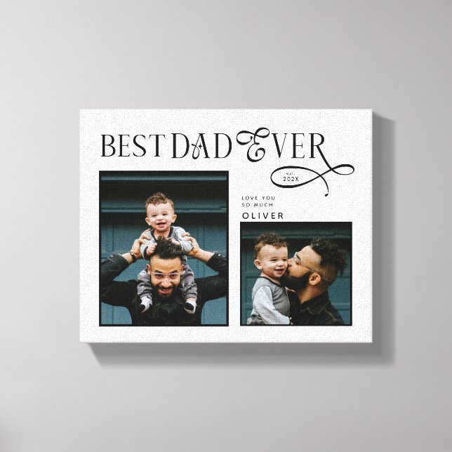 Lienzo Elegant Best Dad Ever 2 Photos Fathers Day Gifts (Anverso)