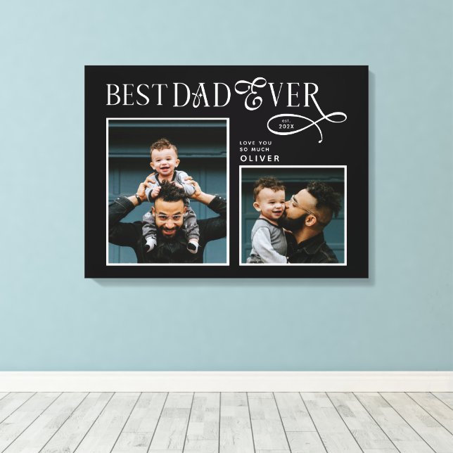 Lienzo Elegant Best Dad Ever 2 Photos Fathers Day Gifts (Insitu (piso de madera))