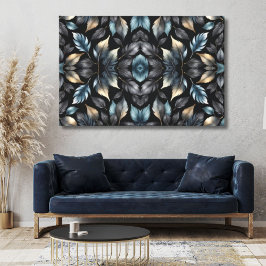 Lienzo Elegant Black & Gold Leaf Canvas Print