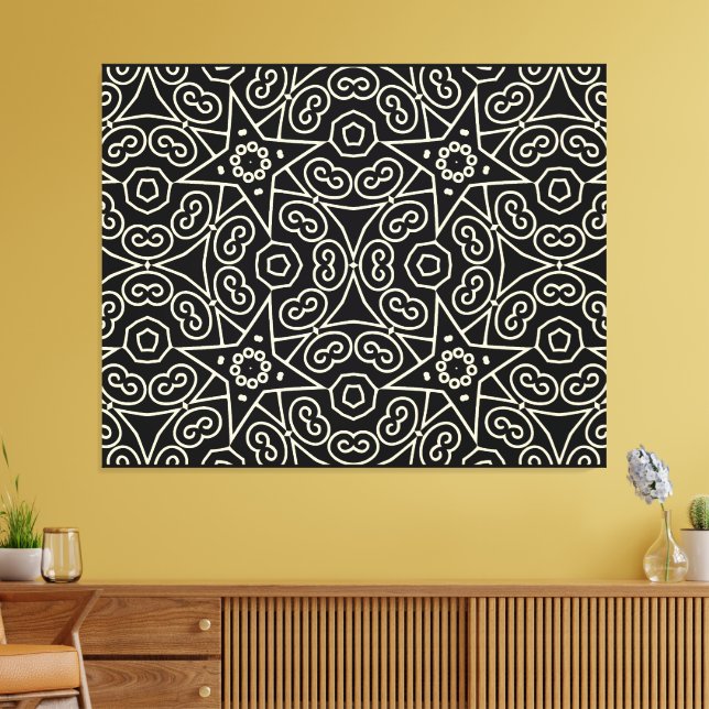 Lienzo Elegant Black & White Abstract Geometric Pattern  (Insitu (Sala de estar))