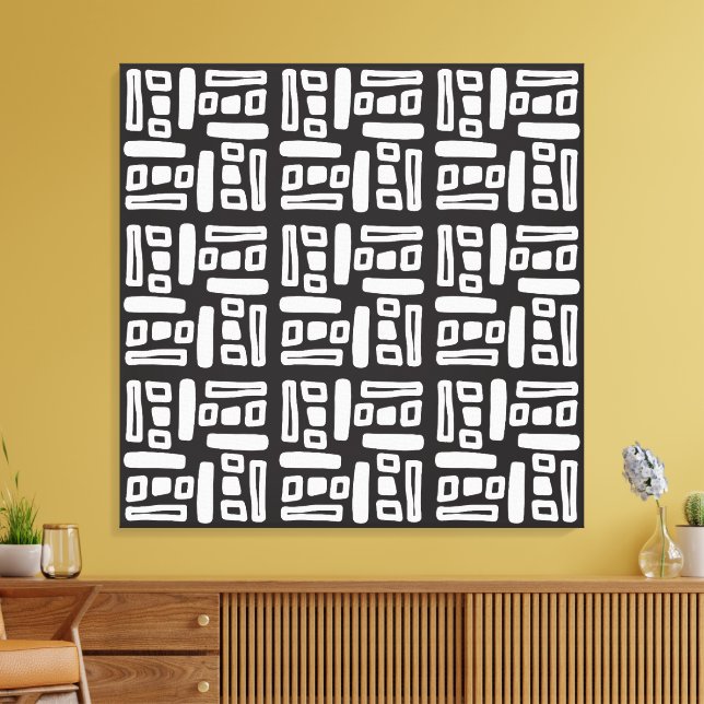 Lienzo Elegant Black &White Abstract Pattern (Insitu (Sala de estar))