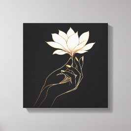 Lienzo Elegant Feminine Hand Holding Magnolia Flower