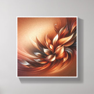 Lienzo Elegant Fluid Leaf Abstract - Warm Terracotta and 