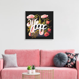 Lienzo Elegant Pink Roses Hope Typography