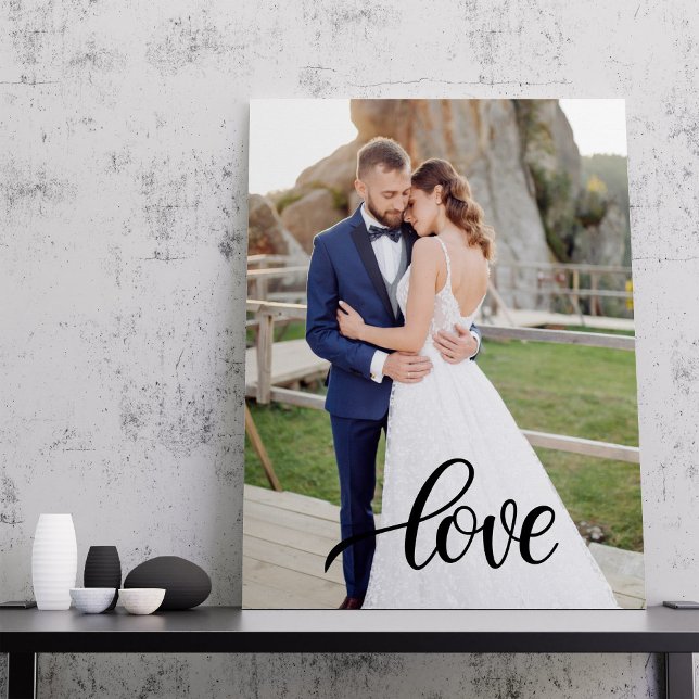 Lienzo Elegant Script Love Photo Wedding Anniversary Gift (Subido por el creador)