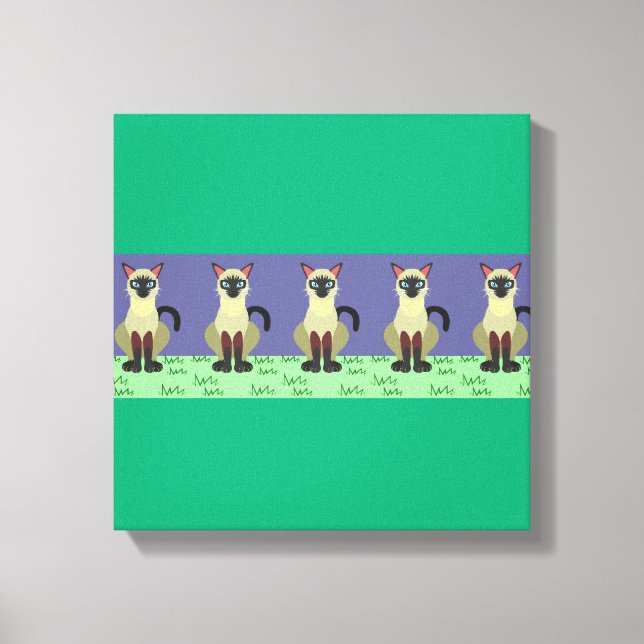 Lienzo Elegant Siamese Cats in the Grass Canvas Print (Anverso)