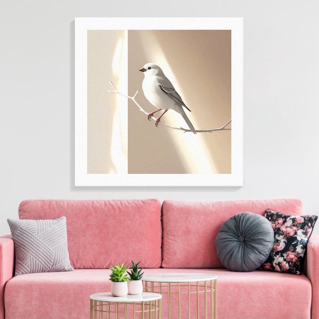Lienzo Elegant Sparrow Bird Wall Art Print – Minimalist  (Insitu (Sala de estar))