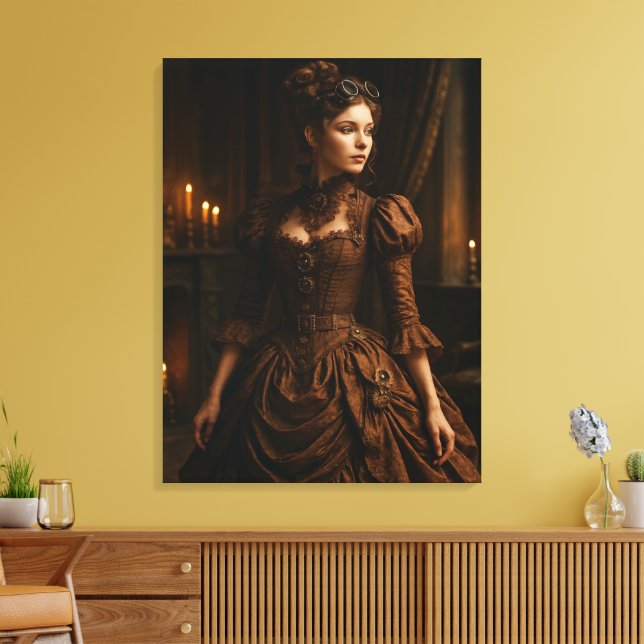 Lienzo Elegant Steampunk Victorian Lady in Brown  (Insitu (Sala de estar))