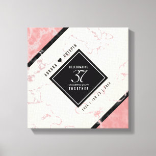 Lienzo Elegante 37º Aniversario de Boda de Alabastro