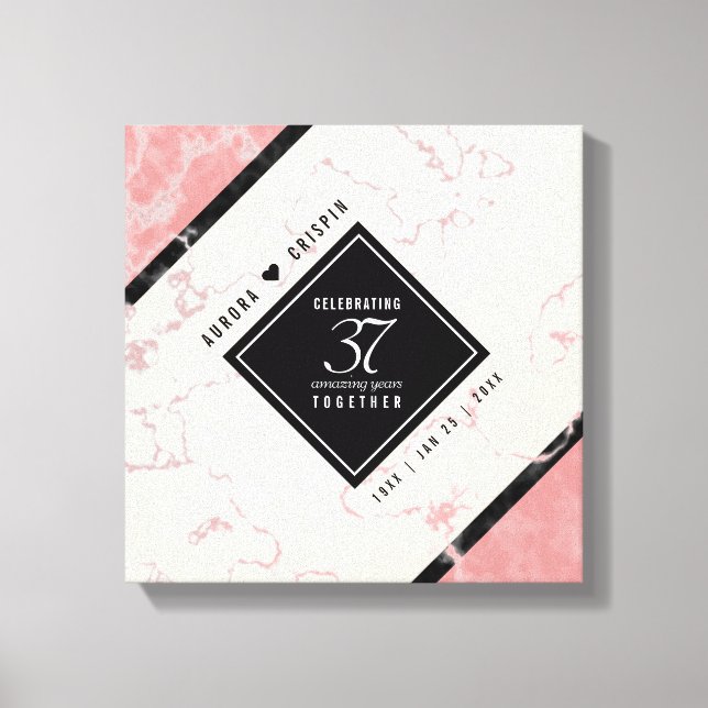 Lienzo Elegante 37° Aniversario del Boda de Alabastro (Anverso)