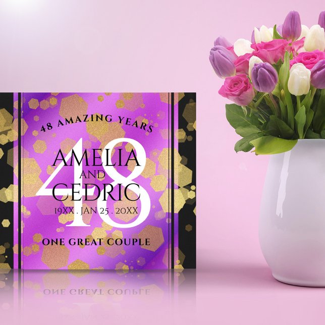Lienzo Elegante 48º Aniversario del Boda Ametista (Elegant 48th Amethyst Wedding Anniversary Wrapped Canvas Cover Photo.)