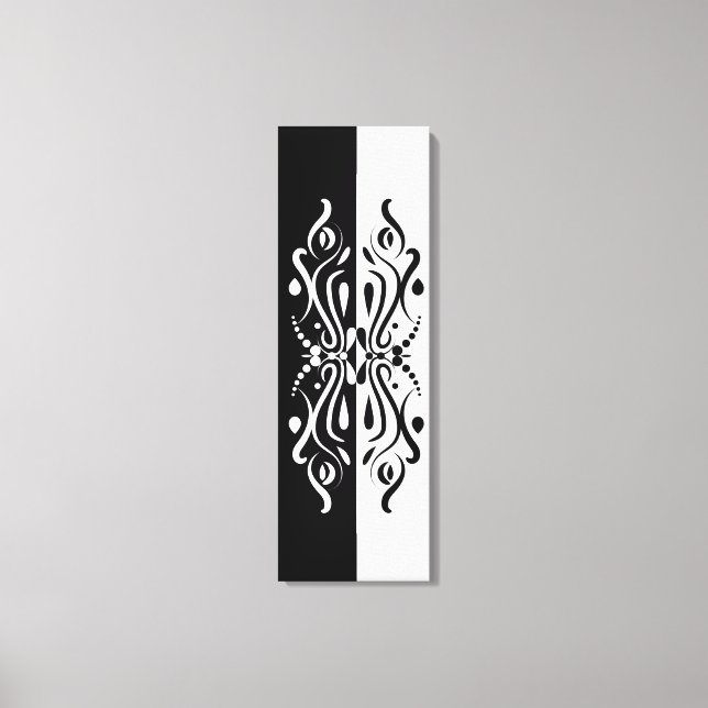 Lienzo Elegante abstracto en negro y blanco estilo arlequ (Anverso)