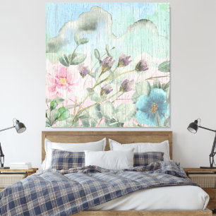 Lienzo Elegante acuarela Vintage Wildflowers