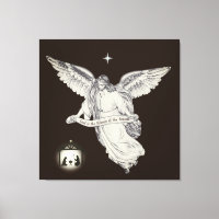 Elegante ángel vintage con Belén sobre marrón oscu