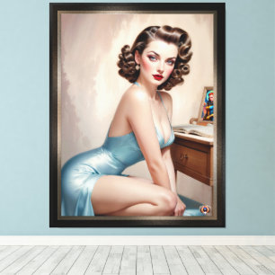 Lienzo Elegante Belleza Chica De Pin Up En Un Traje Satin