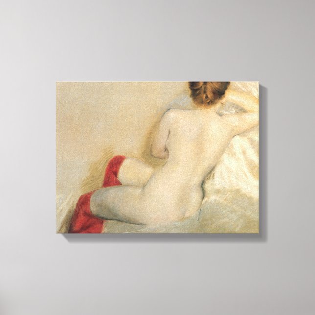 Lienzo Elegante belleza femenina con medias rojas (Anverso)