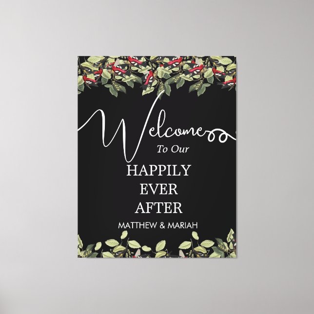 Lienzo Elegante Boda de caligrafía floral naturaleza (Anverso)