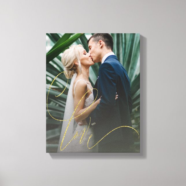 Lienzo Elegante Boda de guión de amor dorado (Anverso)