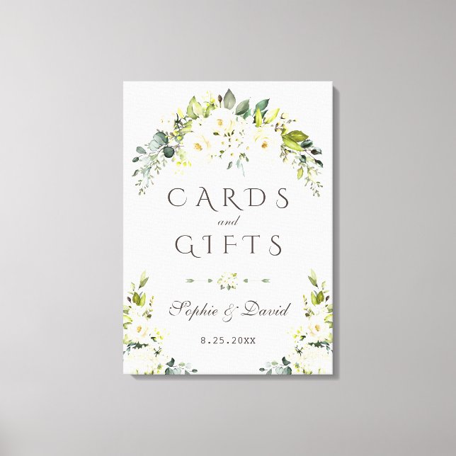 Lienzo Elegante Boda de tarjetas florales de crema blanca (Anverso)