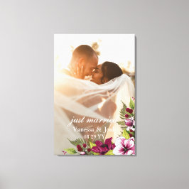 Lienzo Elegante Boda floral blanco magenta recién casado