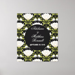 Lienzo Elegante Boda floral blanco y negro: caligrafía