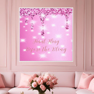 Lienzo Elegante Brillo Rosa Caliente Goteo Despedida de S