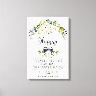 Lienzo Elegante cartel de Instagram Oh Snap floral crema