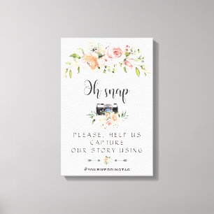 Lienzo Elegante cartel de Oh Snap de crema rosada floral