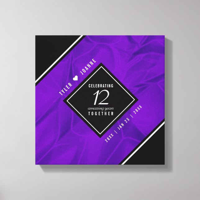 Lienzo Elegante celebración del 12º Aniversario del Boda  (Anverso)