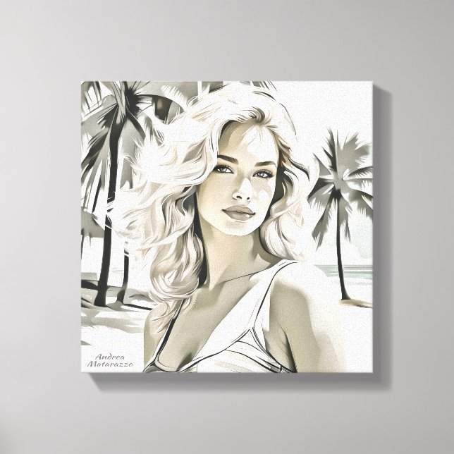 Lienzo Elegante chica en blanco y negro (Anverso)