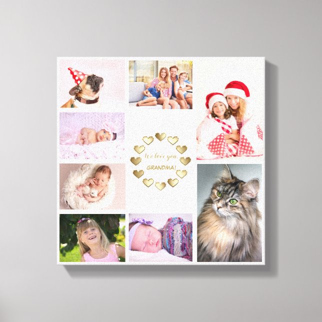 Lienzo Elegante Colage de Fotos Familiares en Oro Día de  (Anverso)