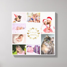 Lienzo Elegante Colage de Fotos Familiares en Oro para el