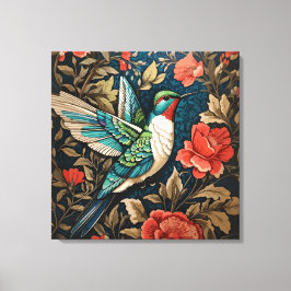 Lienzo Elegante colibrí volador William Morris inspirado