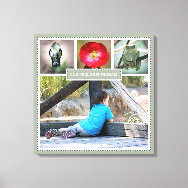 Lienzo Elegante Collage de fotos De Recuerdos Familiares  (Anverso)