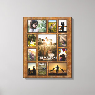 Lienzo Elegante Collage de fotos Faux Bronze Frame Family