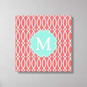 Lienzo Elegante Coral Modern Trellis Personalizado