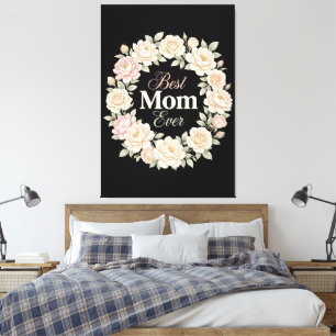 Lienzo Elegante Corona Floral Mejor Mamá del Mundo