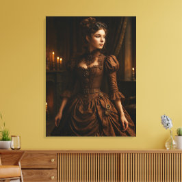 Lienzo Elegante dama victoriana steampunk en marrón